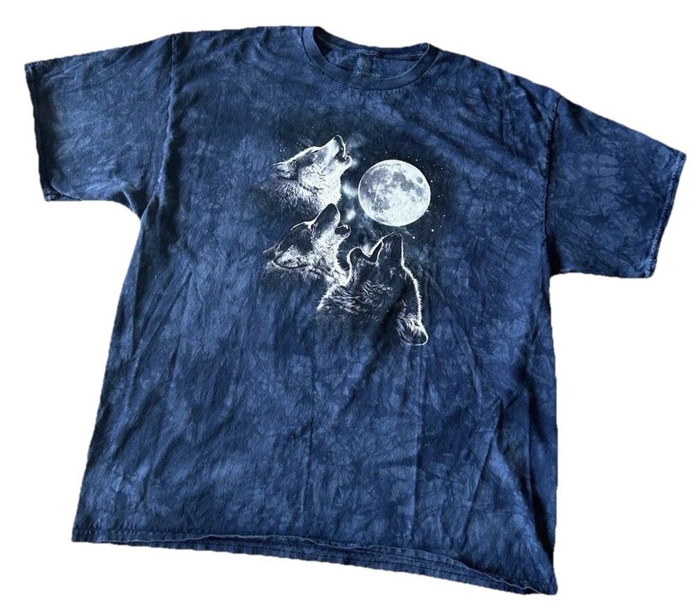 The Mountain Vintage Wolf T Shirt Mens 3XL Blue Moon Nature Graphic y2k Tee